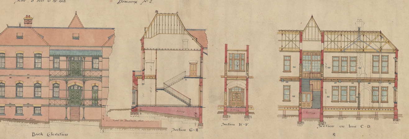 Colour drawing of building plans